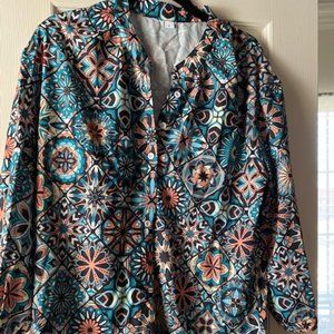 Blouse Turquoise and Coral